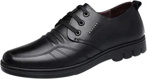 Dress Shoes for Men Men's Low Top Casual Leather Flat Shoes Stylish Comfortable Footwear for Everyday Wear
