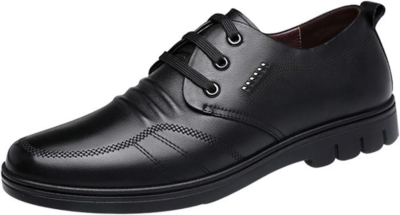 Dress Shoes for Men Men's Low Top Casual Leather Flat Shoes Stylish Comfortable Footwear for Everyday Wear