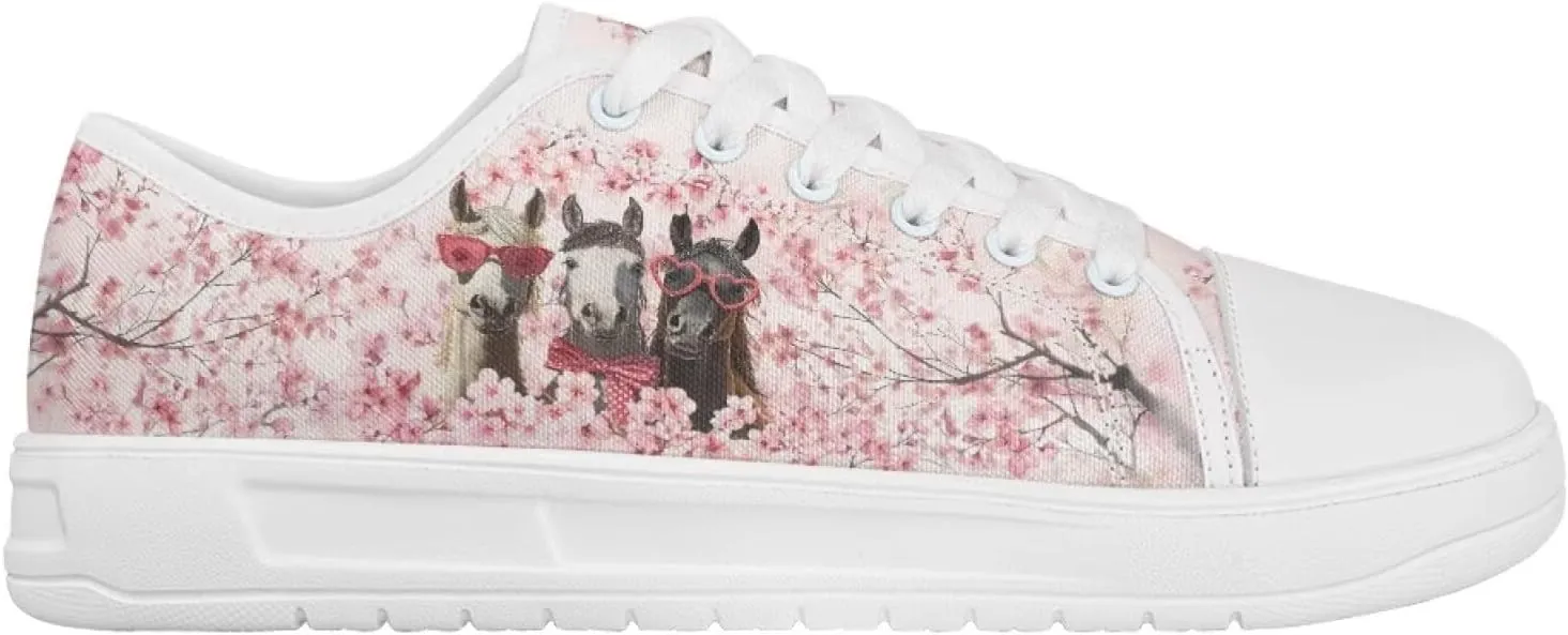Floral Print Canvas Sneaker Womens Fashion Jogging Trendy Footwear Comfortable Slip On Sneakers Casual Walking Shoes