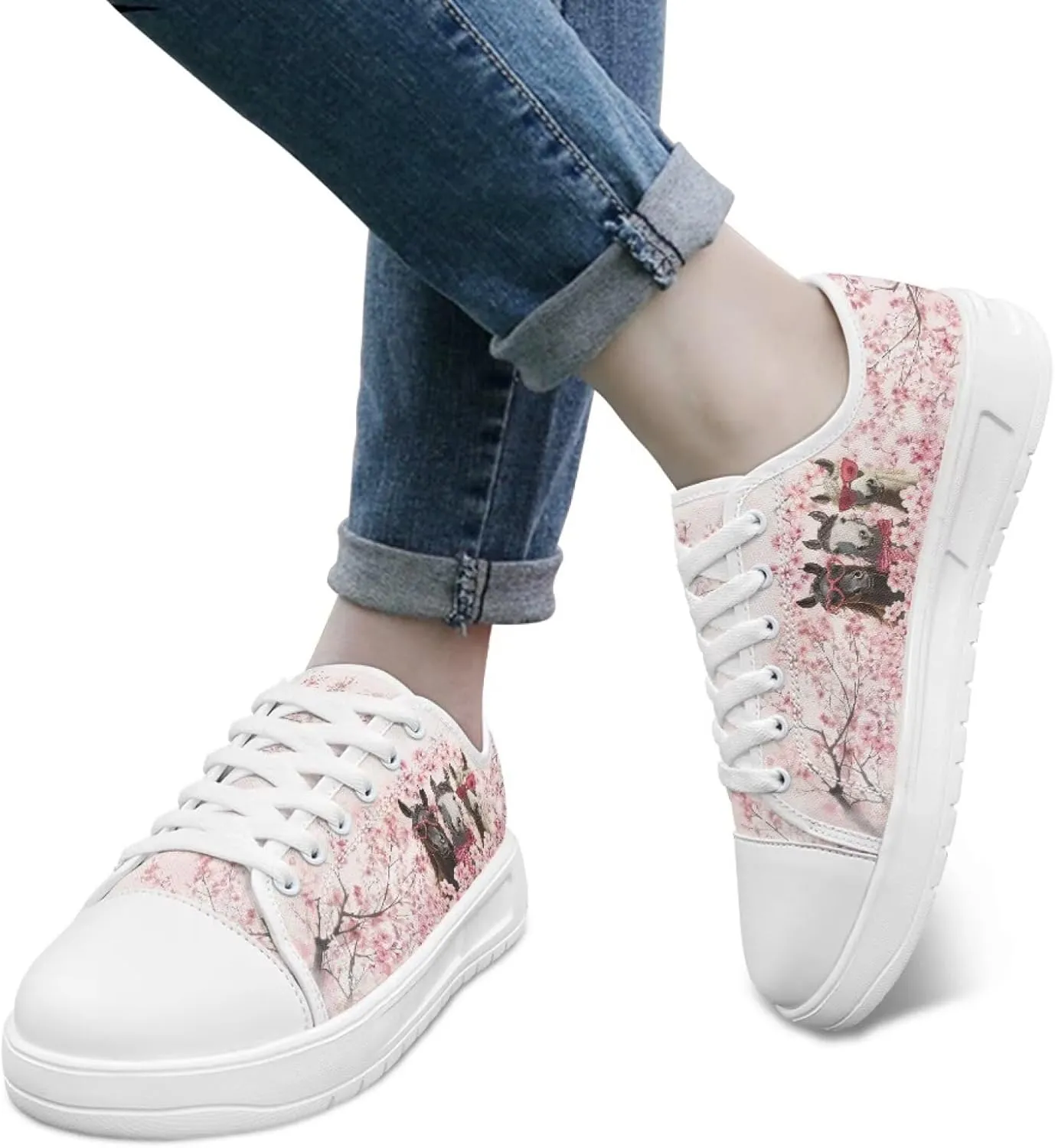 Floral Print Canvas Sneaker Womens Fashion Jogging Trendy Footwear Comfortable Slip On Sneakers Casual Walking Shoes