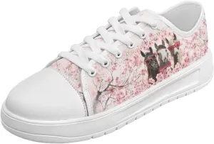 Floral Print Canvas Sneaker Womens Fashion Jogging Trendy Footwear Comfortable Slip On Sneakers Casual Walking Shoes