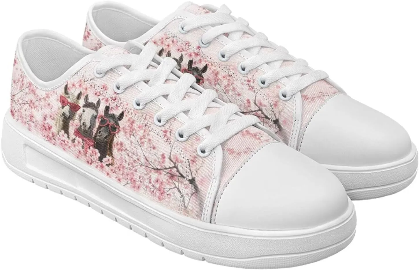 Floral Print Canvas Sneaker Womens Fashion Jogging Trendy Footwear Comfortable Slip On Sneakers Casual Walking Shoes