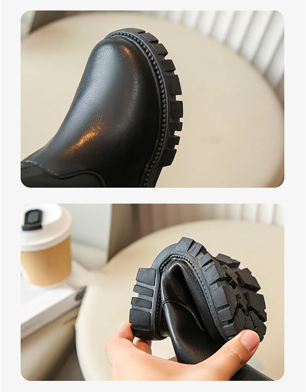 Girls Kids Bow Leather Boots Mid Length Side Zipper aterproof Shoes Outdoor Dress Dance Non Slip Boots Soft Comfy