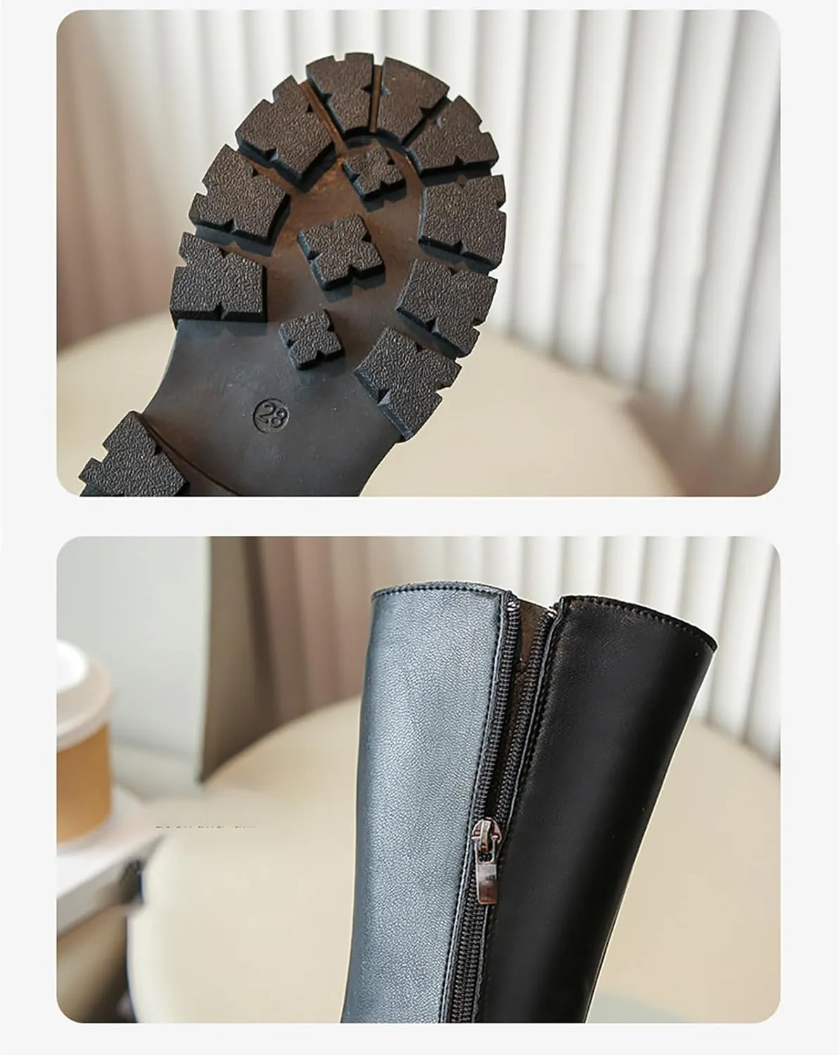 Girls Kids Bow Leather Boots Mid Length Side Zipper aterproof Shoes Outdoor Dress Dance Non Slip Boots Soft Comfy