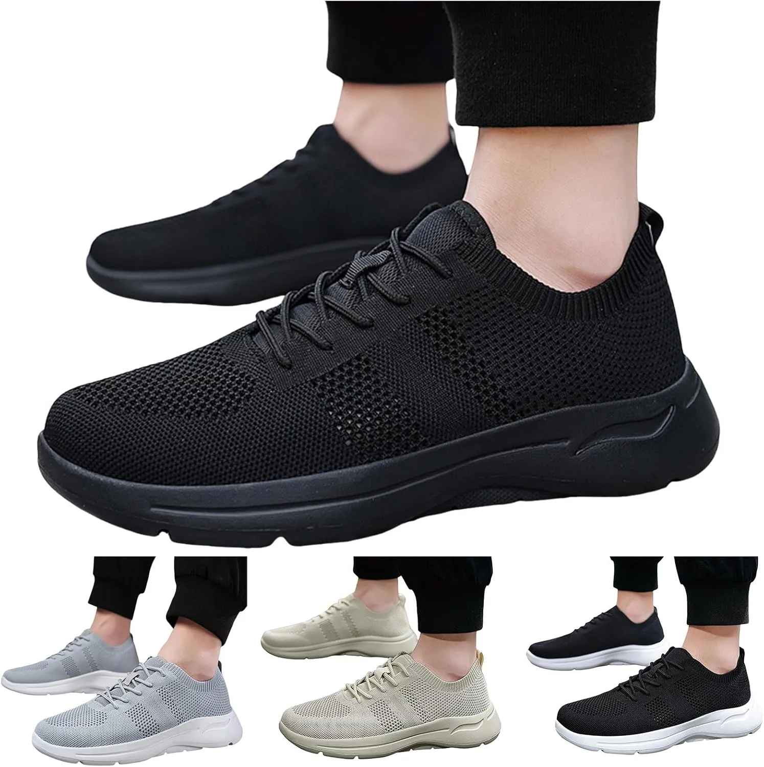 Men Sports Shoes Fashionable New Pattern Simple and Pure Color Mesh Breathable and Comfortable Flat Mens Sneaker