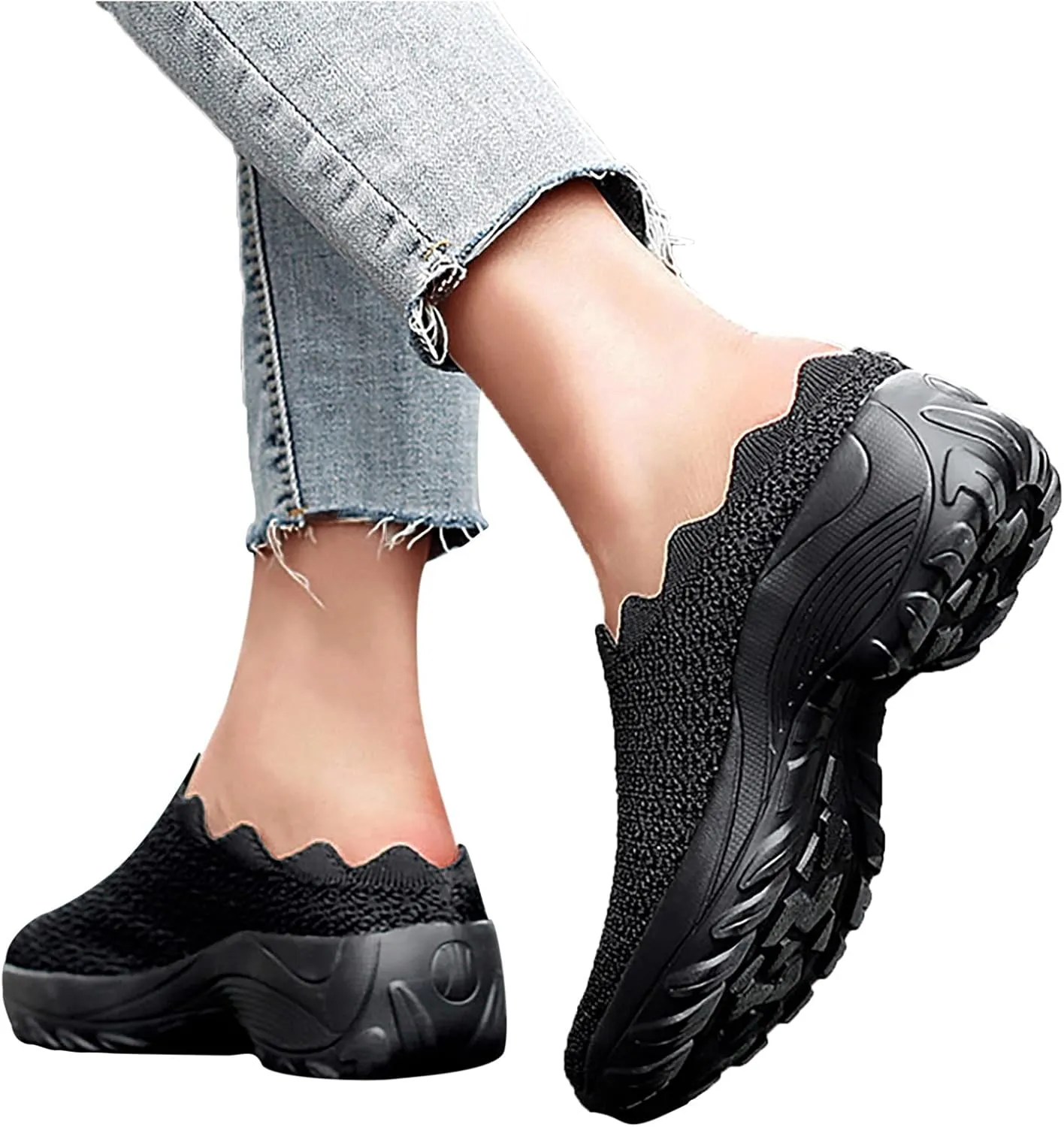 Women Breathable Slip On Sneakers Casual Walking Shoes Lightweight Canvas Comfortable Flats Non Slip Loafers