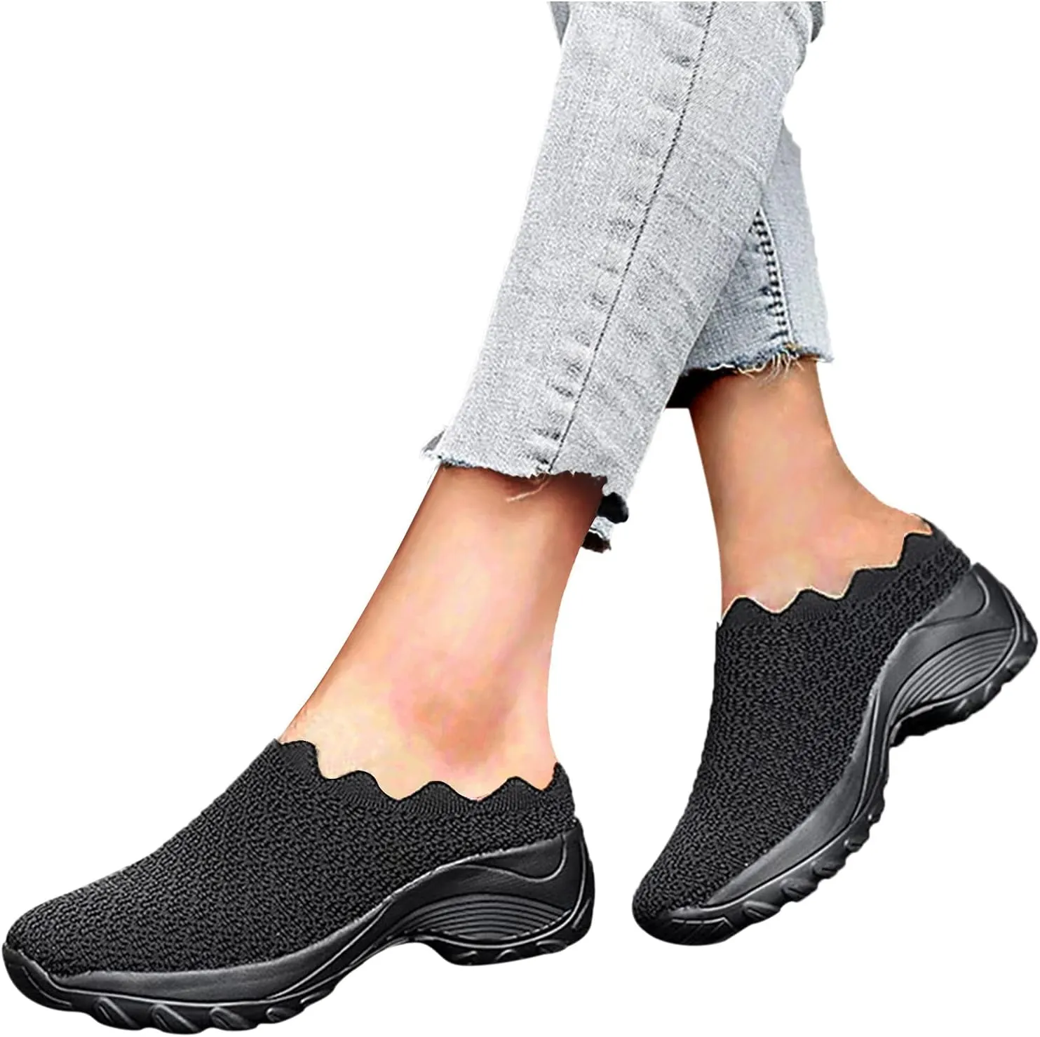 Women Breathable Slip On Sneakers Casual Walking Shoes Lightweight Canvas Comfortable Flats Non Slip Loafers