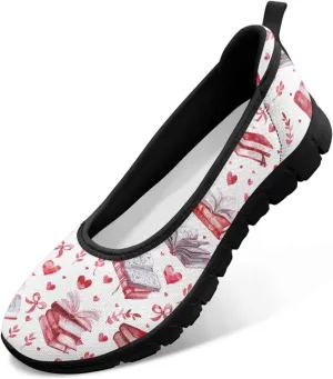 Women Slip On Shoes Heart Design Comfort Trendy Low Top Loafers Slip in Sneaker Walking Traveling Ballet Flat