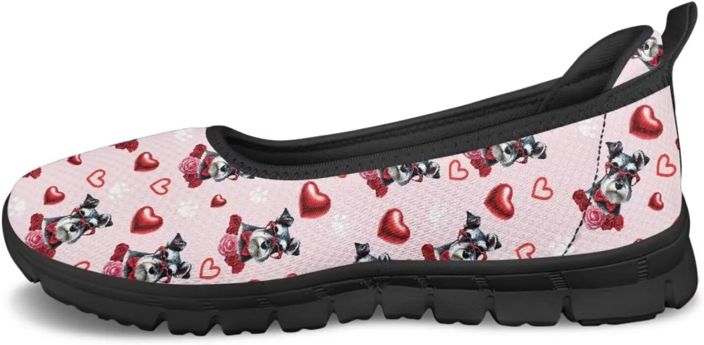 Women Slip On Shoes Heart Design Comfort Trendy Low Top Loafers Slip in Sneaker Walking Traveling Ballet Flat