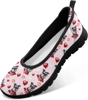 Women Slip On Shoes Heart Design Comfort Trendy Low Top Loafers Slip in Sneaker Walking Traveling Ballet Flat