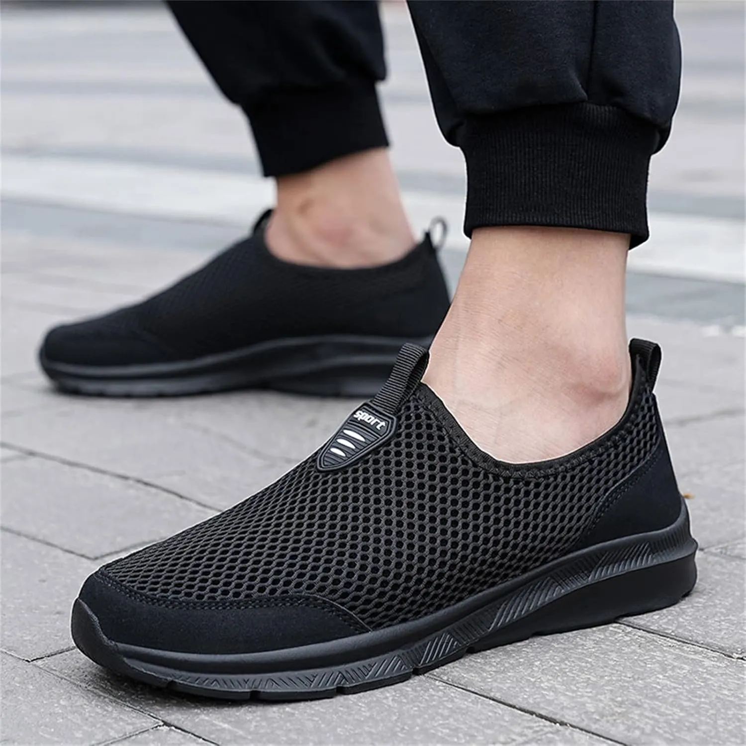 Women's Fashion Sneaker Mesh Slip On Black Non Slip Shoes for Women Comfortable Mens White Running Shoes Womens Loafer Flat Non Slip Sneakers for Women