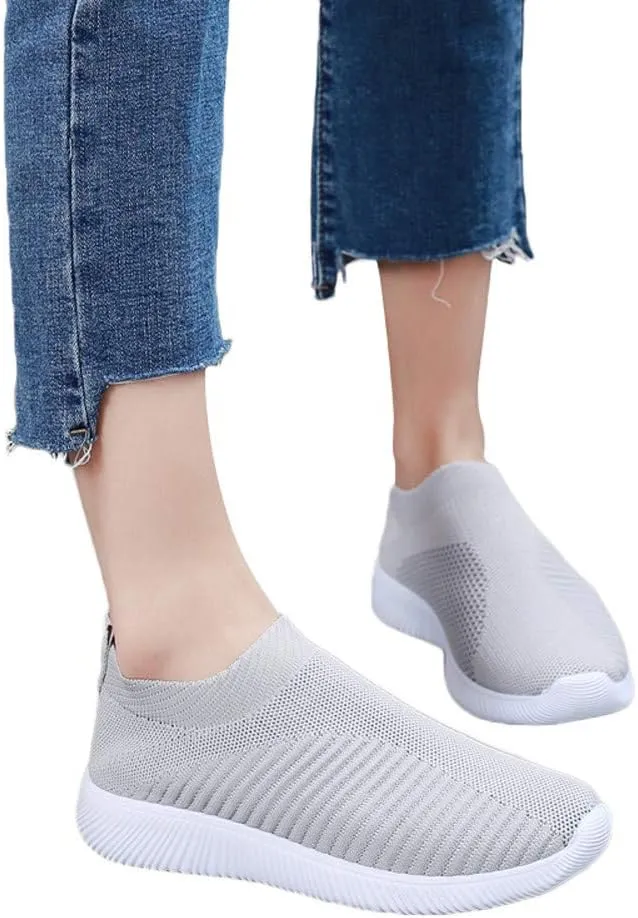 Women's Fashion Sneaker Mesh Slip On Black Non Slip Shoes for Women Comfortable Mens White Running Shoes Womens Loafer Flat Non Slip Sneakers for Women